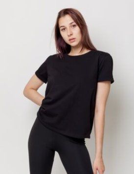 Футболка жіноча базова Vivioji з коротким рукавом літо жін., XL, black 12423bXL фото