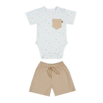 Дитячий костюм для хлопчика Gabbi KS-26-18 (боди+шорти) хлопч., р. 62, бежевий 231 фото
