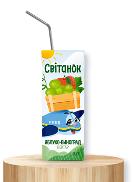 Яблучно-виноградний нектар СВІТАНОК 0,2л 56I3 фото